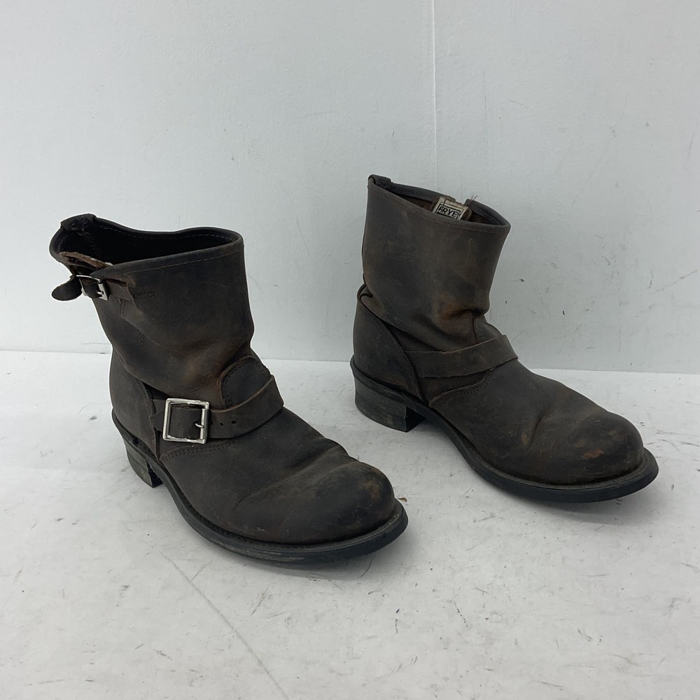 VTG FRYE Brown Biker Boots Men's Size 10 Leather